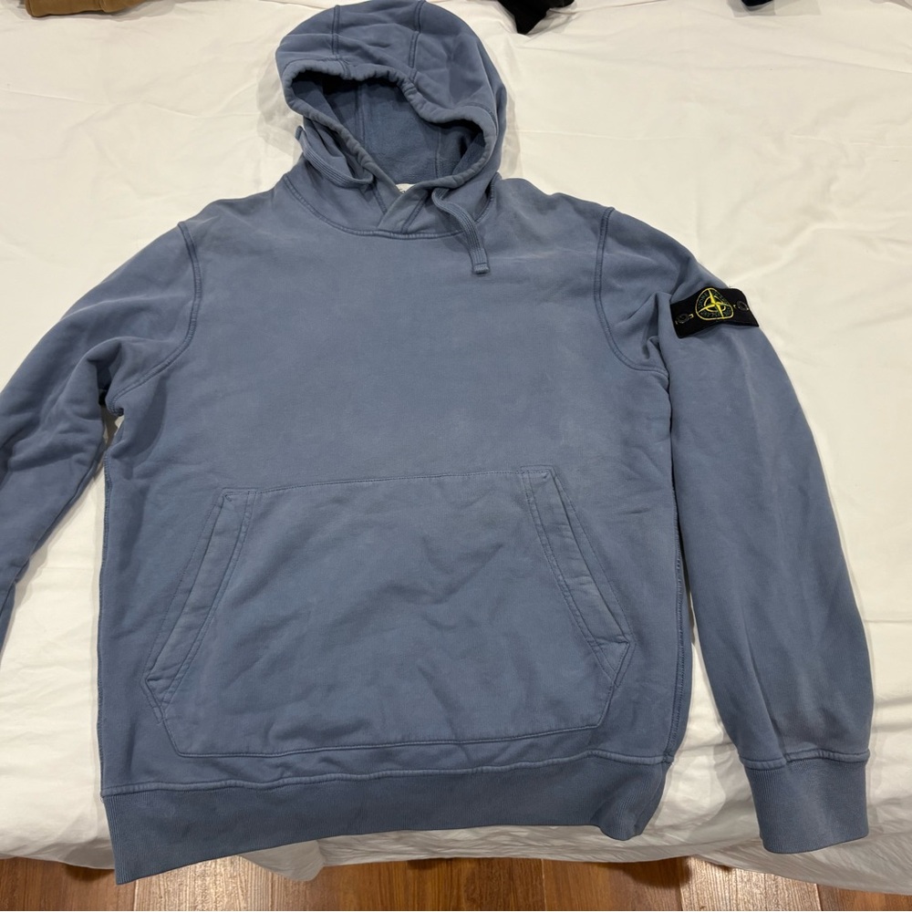 Stone Island Blue Sweatshirt Relaxed Fit Cotton